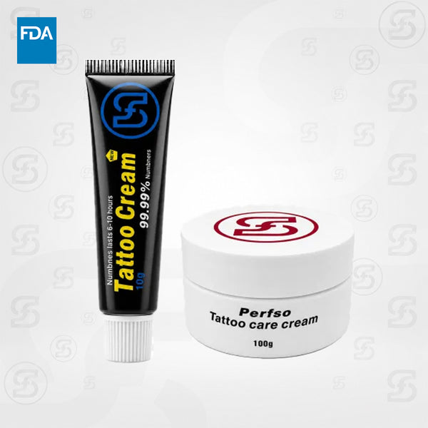 Perfso Tattoo Numbing Cream 10g and Aftercare Balm 100g Kit – Pre & Post Tattoo Care Set