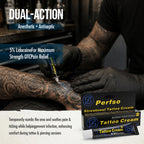 erfso Tattoo Numbing Cream 5% Lidocaine dual-action anesthetic applied during tattoo session